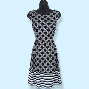 Abstract Black & Blue A-Line Dress